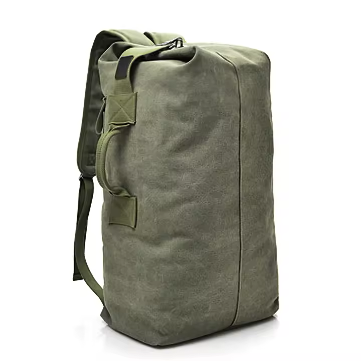 Mochila Petate Estilo Militar de Gran Capacidad de Alta Resistencia  ideal como equipaje de mano 45x20x26 para el avión gracias a su adaptacion al espacio por ser de lona (DICACA NATURE) - 1