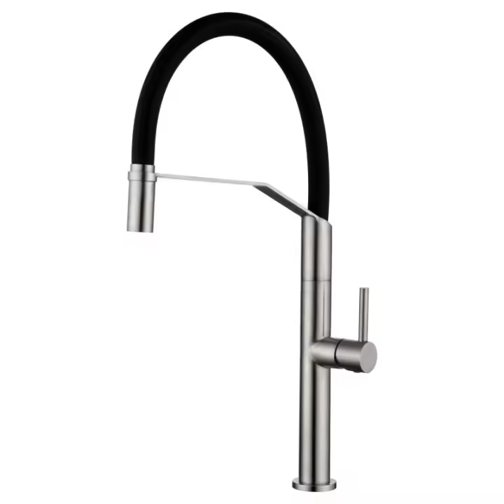 Imex Deva GCE023/AC grifo monomando de cocina flexible acero inoxidable acabado satinado y negro mate - 1