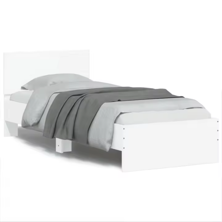 Estructura de cama con cabecero y luces LED blanco 75x190 cm - 1