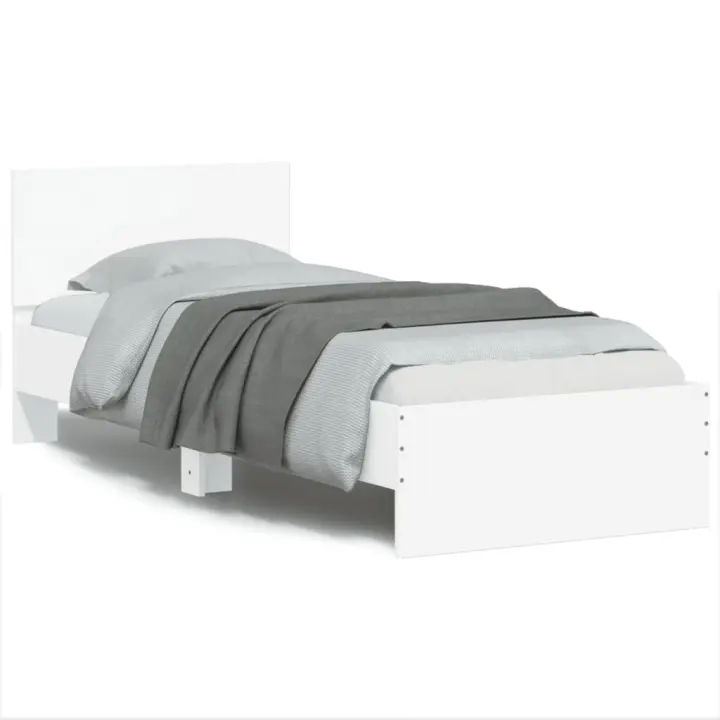 Estructura de cama con cabecero y luces LED blanco 75x190 cm - 1