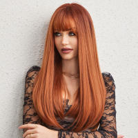 Peluca Sintética De Cobre Naranja Pimienta Para Mujeres Larga Recta Con Franja Resistente Al Calor Para Cosplay Diario Fiesta - details 3
