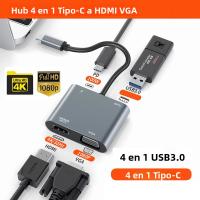 Adaptador Multiuso Tipo-C a HDMI VGA Thunderbolt 3 Convertidor Rápido a 4K 1080P Para MacBook Cable Digital AV Compatible USB C - details 0