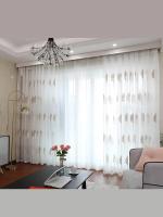 Cortina De Lujo Moderna En Color Marrón Y Blanco De Algodón 100% Para Dormitorio Y Sala De Estar Translúcida Sin Capa Doble Ni Acabado Negro - details 4