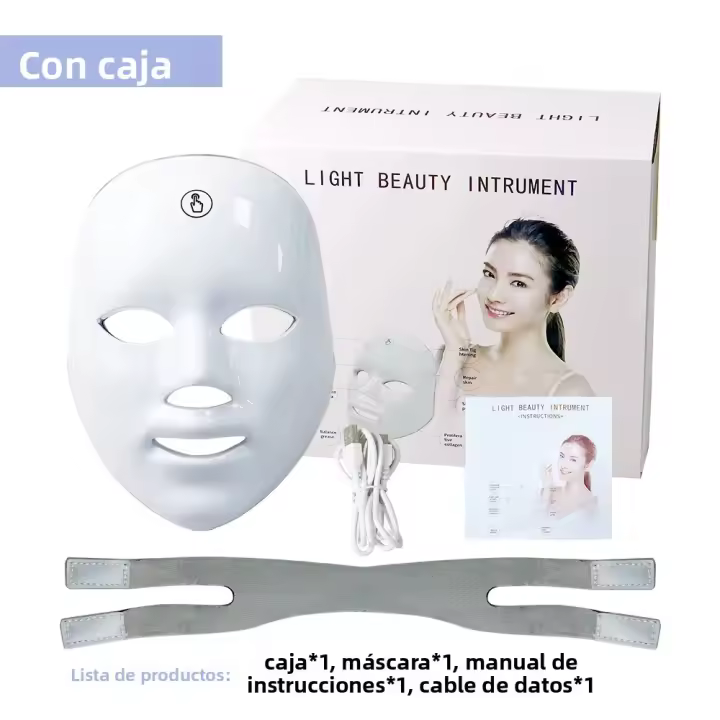 Máscara Facial LED USB Carga 7 Colores Terapia Fotónica Belleza Anti-Edad Rejuvenecimiento Piel Levantamiento Blanqueamiento Cuidado De La Piel - 1