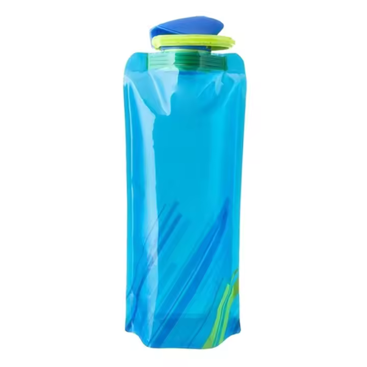 Botella De Agua Plegable Y Reutilizable Para Viajes Botella De Agua Flexible Con Clip De Carabiner Bolsa De Agua Suave Para Adultos Material Plástico - 1