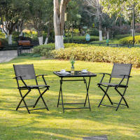Conjunto de Balcón plegable de 2 plazas con Mesa Y 2 sillas de Malla de metal gris Negro para Jardín y Terraza - details 0
