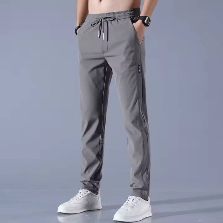Pantalones De Correr Para Hombre Pantalones Casuales De Verano Transpirables Y Secado Rápido De Seda De Hielo Con Cintura Elástica Estilo Deportivo Pantalones De Rodilleras - 1