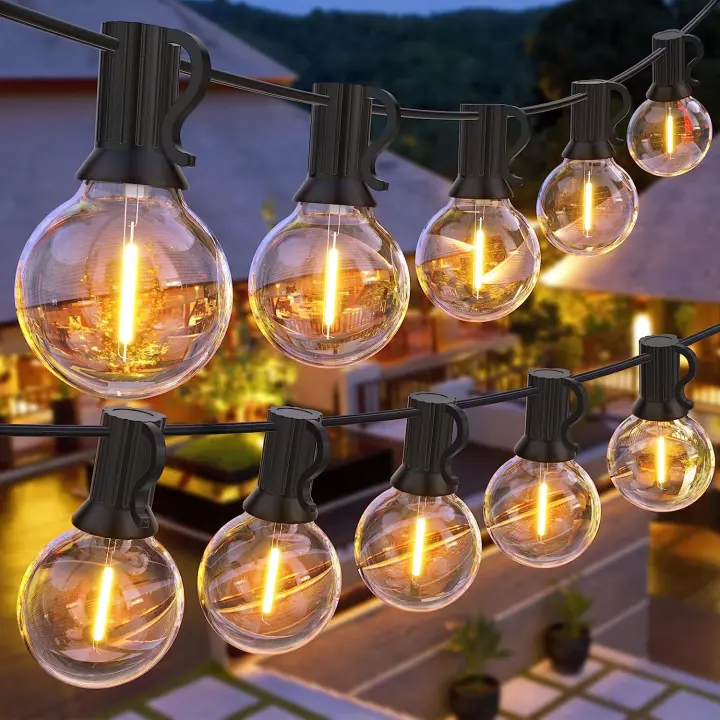 SOMY Guirnalda de Luces Exterior 30M G40 Guirnalda LED Guinguette con 50 Bombillas Guinguette Exterior Impermeable IP44 Base E12 para Patio Exterior Jardín Terraza Guirnalda Luces Guirnalda Exterior - 1