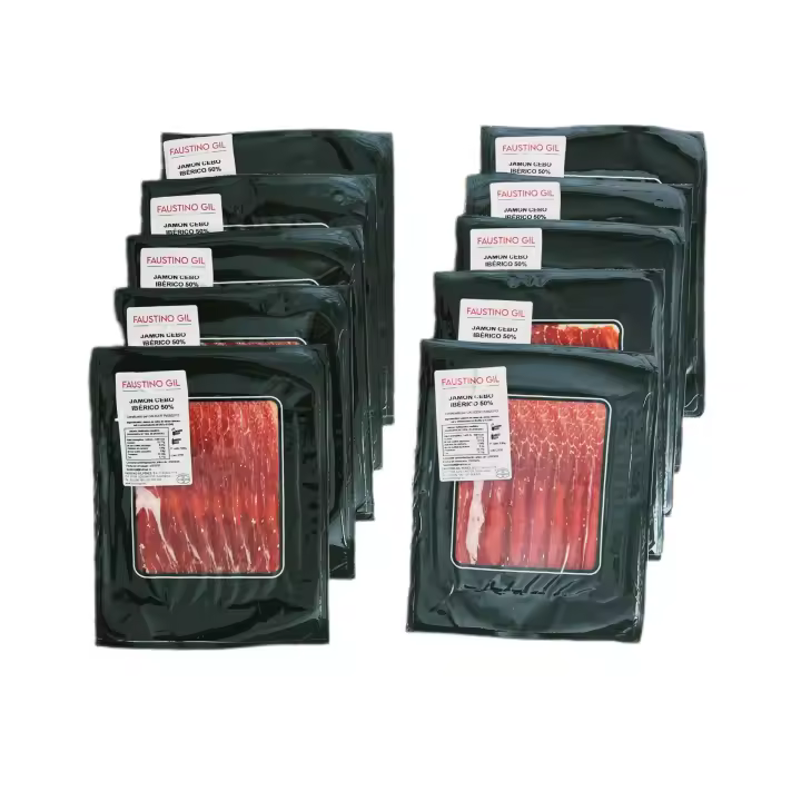 Jamón Ibérico de Cebo - 10 sobres de  100g - Elaboración tradicional - Ibéricos Faustino Gil - - 1
