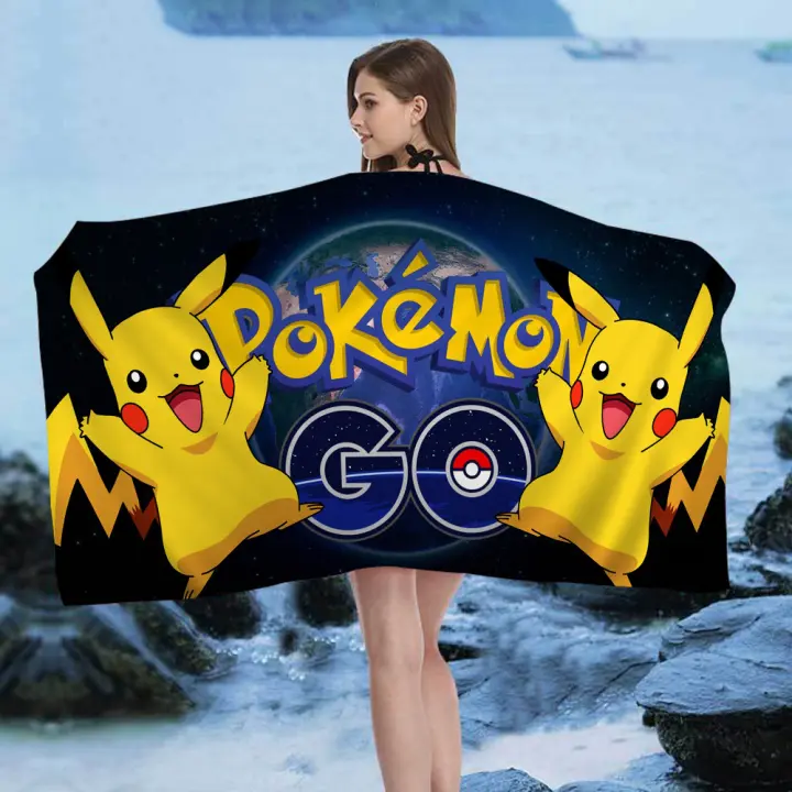 Toalla De Playa P-Pikachu Dibujos Animados Para Niños Toalla De Baño Grande Absorbente Microfibra Para Natación Viajes - 1