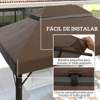 Outsunny Techo de Repuesto para Cenador 4x3 m Cubierta de Repuesto con Techo Doble con Mosquitera Protección UV 30+ Toldo de Recambio para Pabellón Gazebo - details 1