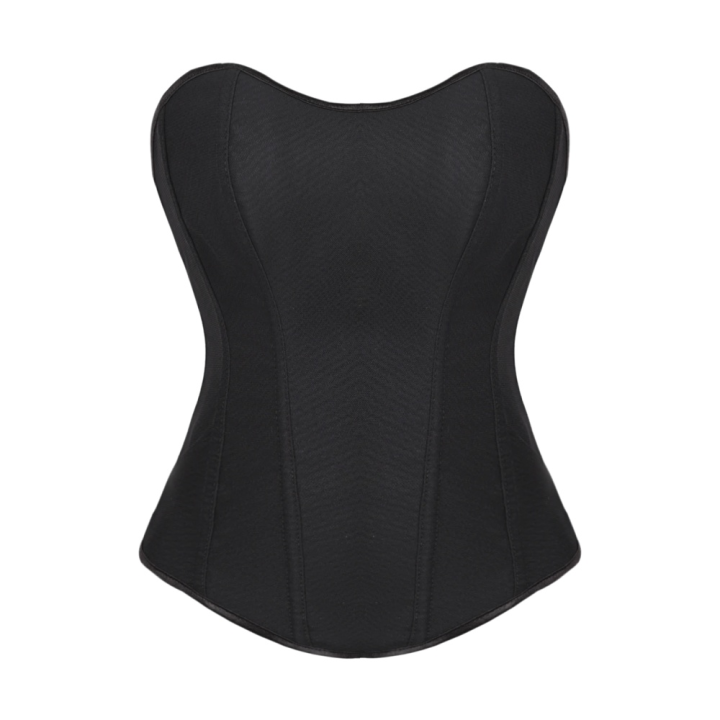 Black Sweetheart Strapless Corset Top Women Lace Up Back Fishbone Tummy Slim Hourglass Figure Shaper