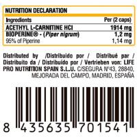 LIFE PRO NUTRITION ESSENTIALS ALC1000 ACETYL L-CARNITINE 90CAPS - Incrementa Metabolismo - Aporte Energético - Definición - details 2