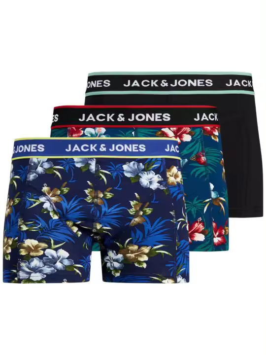 Intimo Jack-Jones Pack 3 Boxer Hombre - Diseño Floral y Negro - 1
