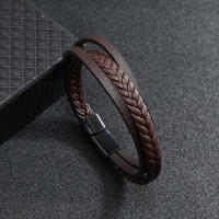 Pulsera De Cuero Para Hombre Estilo Moderno Con Hebilla Magnética Desmontable Y Diseño De Enredado Accesorios Deportivos Para Ciclismo - details 8