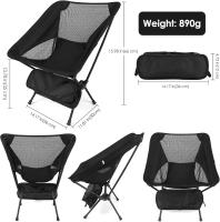 Silla Plegable Camping, Silla Plegable Ultraligera Compacta Portátil con Bolsa de Alojamiento portátil, Ligera para Jardín, Playa, Pesca, Camping, Viajes, Senderismo-Negr - details 0