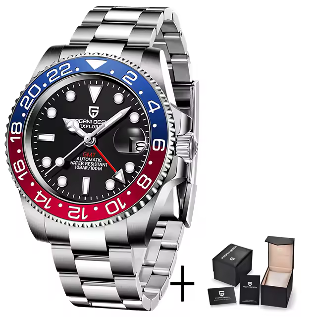 Reloj Mecánico Para Hombre PAGANI DESIGN 2025 PD-1662 Resistente Al Agua 100M Cristal De Zafiro GMT Con Coronación De Mano Automática Y Múltiples Zonas Horarias - 1