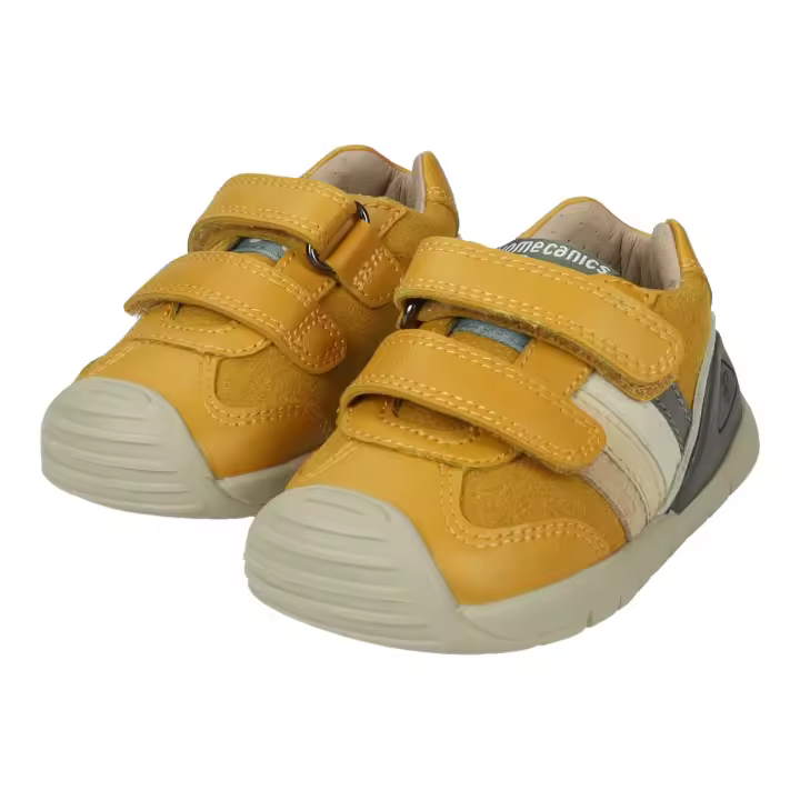 Deportivos marca BIOMECANICS para niño en color yema. Zapatillas Biomecanics de piel, color yema, con plantilla transpirable y antibacterias - 1