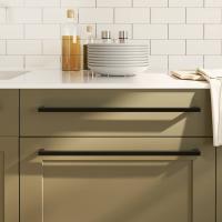 vidaXL Tiradores para armarios 5 uds acero inoxidable 480 mm en color Dorado/Negro | almacenamiento funcional diseño moderno para baño dormitorio sala - details 1
