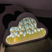 Lámpara De Noche En Forma De Tulipán DIY Nube Espejo Decoración Para Habitación De Niña Marco De Fotos Luz De Lectura Para Cama Regalos De Navidad - details 14