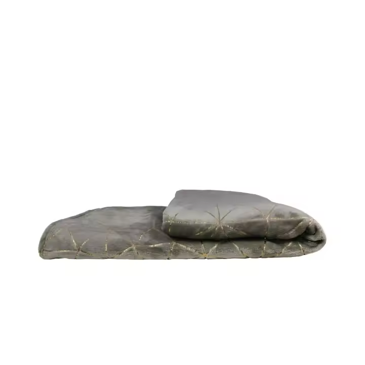 Manta Decorativa Doble 220x240 cm Gris Oscuro con Estampado Dorado – Alo Home | Elegancia y Confort - 1