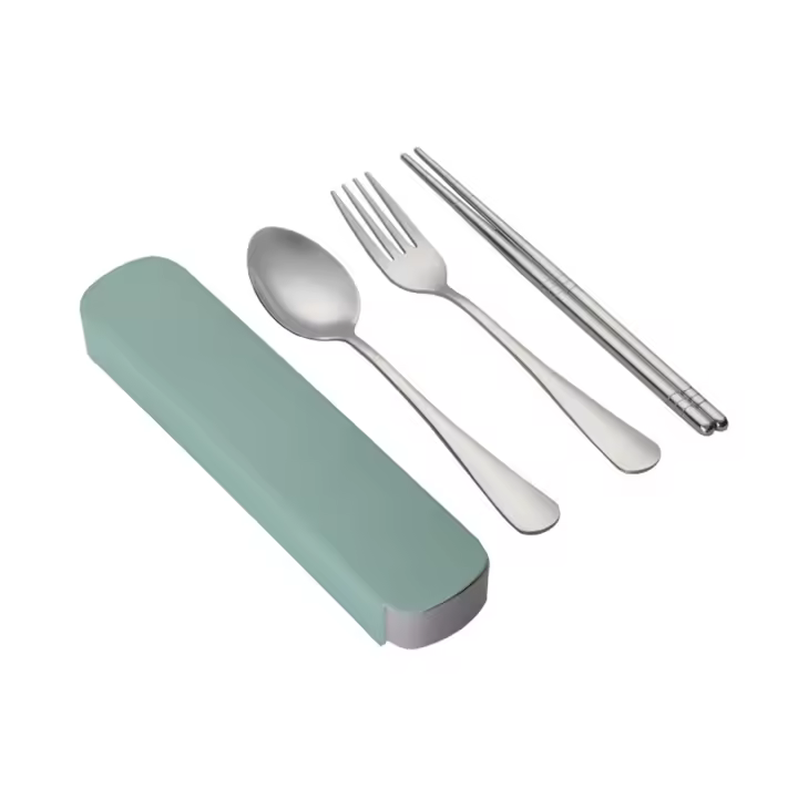 Juego De Ternera De Acero Inoxidable Coreano Con Cuchara Tenedor Y Palillos Para Viajes Portátil Regalo Para Estudiantes - 1