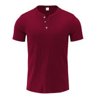 Camiseta De Hombre Estilo Moderno Con Rayas - Cuello Henley Corto Transpirable Y Suave Para Uso Casual - details 23