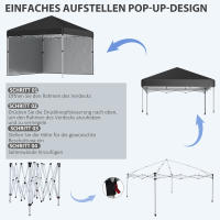 Carpa plegable 2.97X2.97 m con Protección UV y Paredes laterales, Carp with SACOS de Arena, Carp plegable de Maple Negro para Terraza - details 5