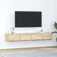 vidaXL Muebles de TV 2 uds 80x31x25,5 cm Madera de ingeniería en color Blanco/Madera antigua/Roble Sonoma y más | almacenamiento funcional diseño moderno para baño dormitorio sala - details 2