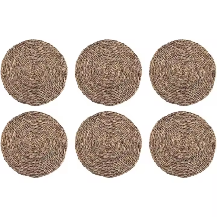 Juego de 6 Salvamanteles Redondos De Enea - Tapetes Individuales Naturales de 20cm / 25cm / 30cm / 35cm / 40cm / 45cm para Mesa de Comedor - 1