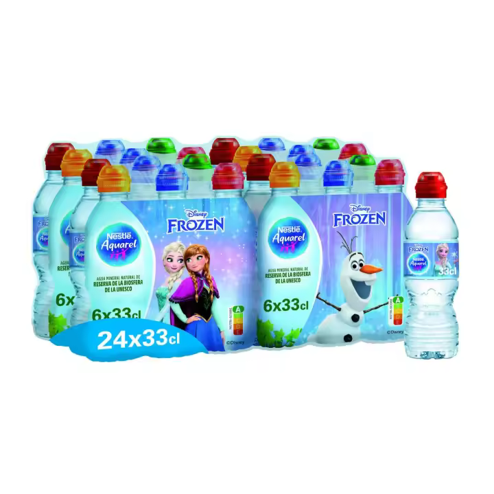 Nestlé Aquarel Agua Mineral Natural - Pack de 24 Botellas de 33cl con Tapón Infantil, Hidratación Segura para los Pequeños. ¡La Elección Saludable para Cada Momento del Día! - 1
