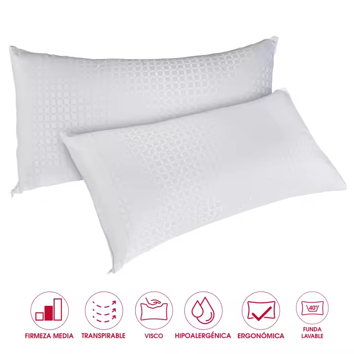PIKOLIN Pack 2 Almohadas de Espuma Viscoelástica | Transpirable | Doble Funda - 1