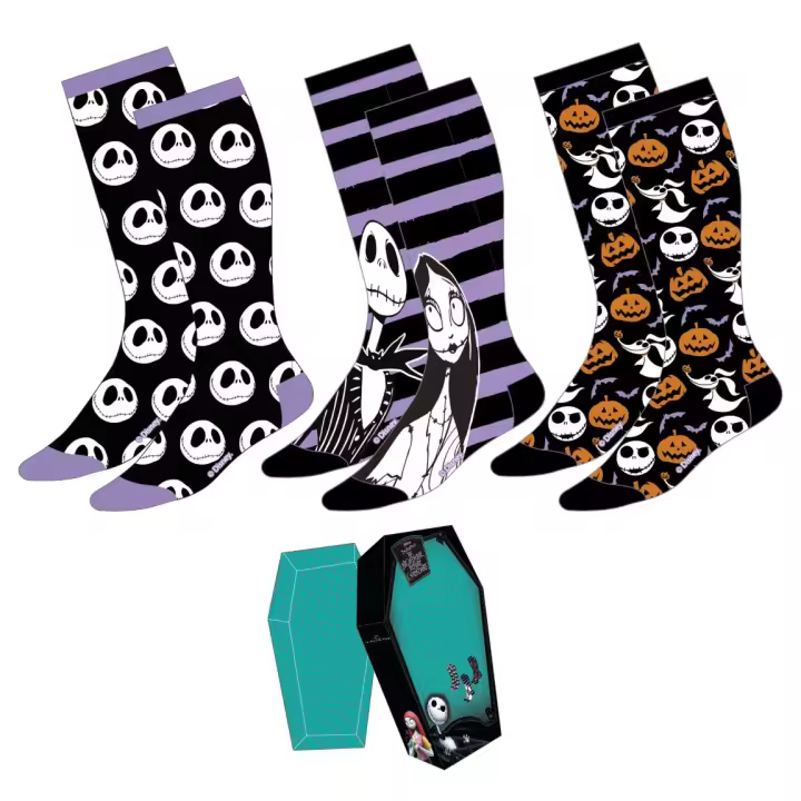 Pesadilla antes de Navidad, set de 3 pares de calcetines presentados en caja de regalo T/U 38-45 - 1