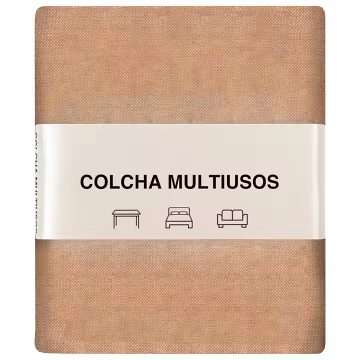 Tradineur - Colcha Multiusos - Fabricada en España - 70% Algodón / 30% Poliéster - Apto para Cama, Muebles y mesas - 270 x 200 cm - Color Camel - 1