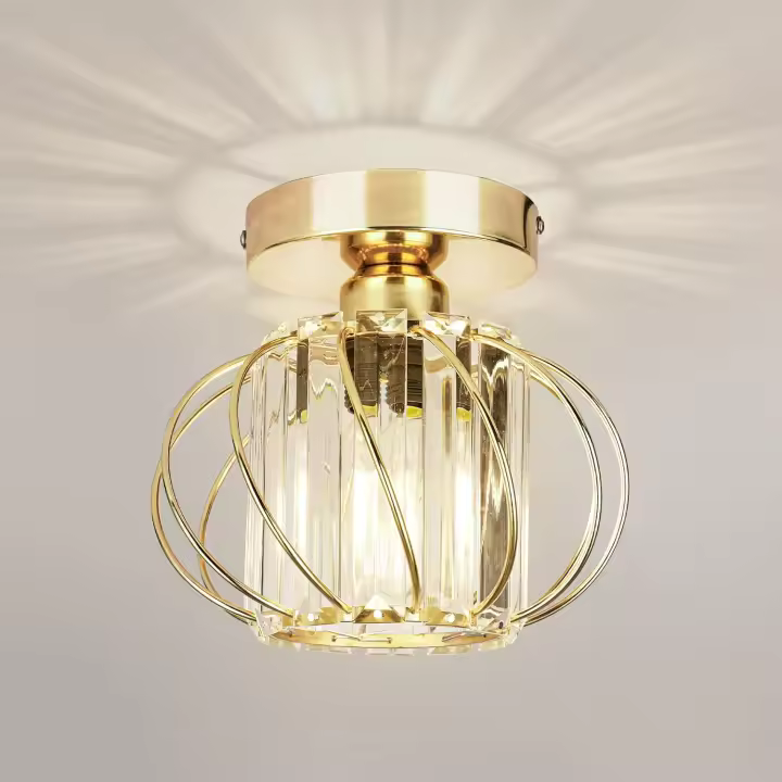 Lámpara de Techo de Cristal Moderna, minilámpara LED de montaje semiempotrado, ideal para Cocina, Coque, Sala de estar, color Dorado. - 1