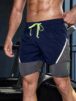 Shorts De Verano Para Hombre Transpirables Casual Con Cintura Elástica 2 En 1 Deporte Secado Rápido Running Doble Capa - details 10