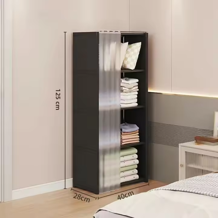 Armario Multicapa Con Cortinas Y Cubierta Antipolvo Almacenamiento Ecológico De Alta Capacidad Para Dormitorio Muebles Fáciles De Montar - 1