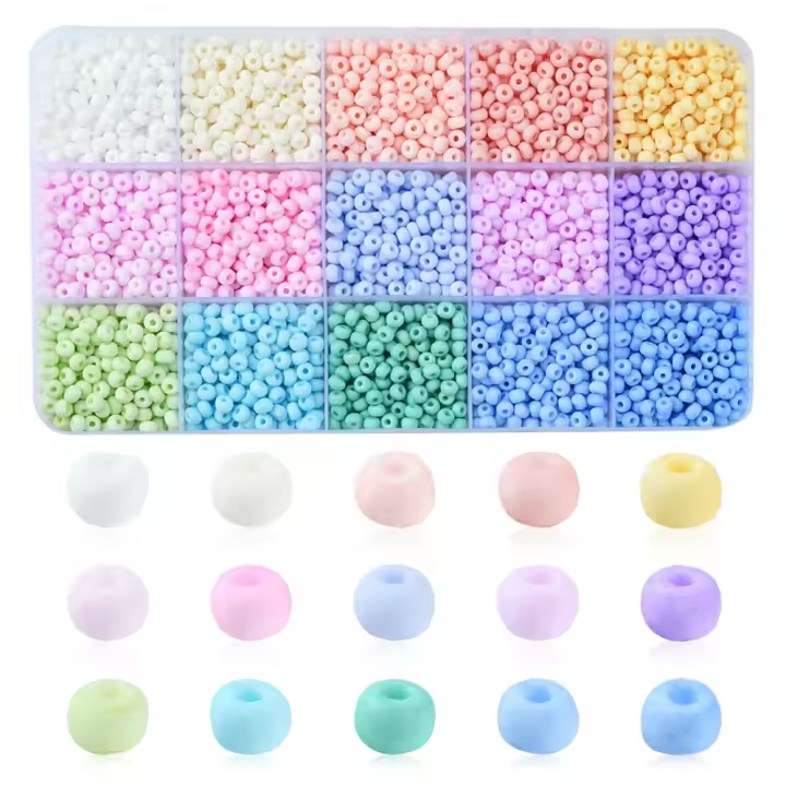 Acerca De 2250 Piezas De Cuentas De Arroz De Vidrio Macaron 4mm 15 Colores Adecuadas Para La Fabricación De Joyería Collares Y Pulseras - 1