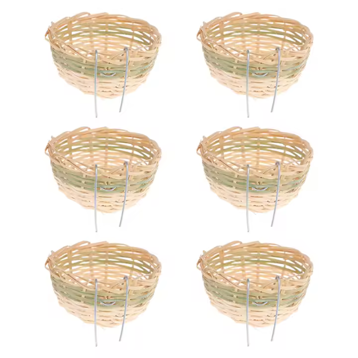 6pcs Nido De Aves De Bambú Hecho a Mano Para Periquito Canario Finca Golondrina Caja De Cría Para Pájaros Material De Bambú - 1