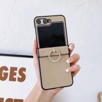 Funda De Cuero Con Patrón De Lichia Para Samsung Galaxy Z Flip 6 5 4 3 Flip6 Flip5 Flip4 Flip3 5G Con Anillo Soporte Antichoque - details 7