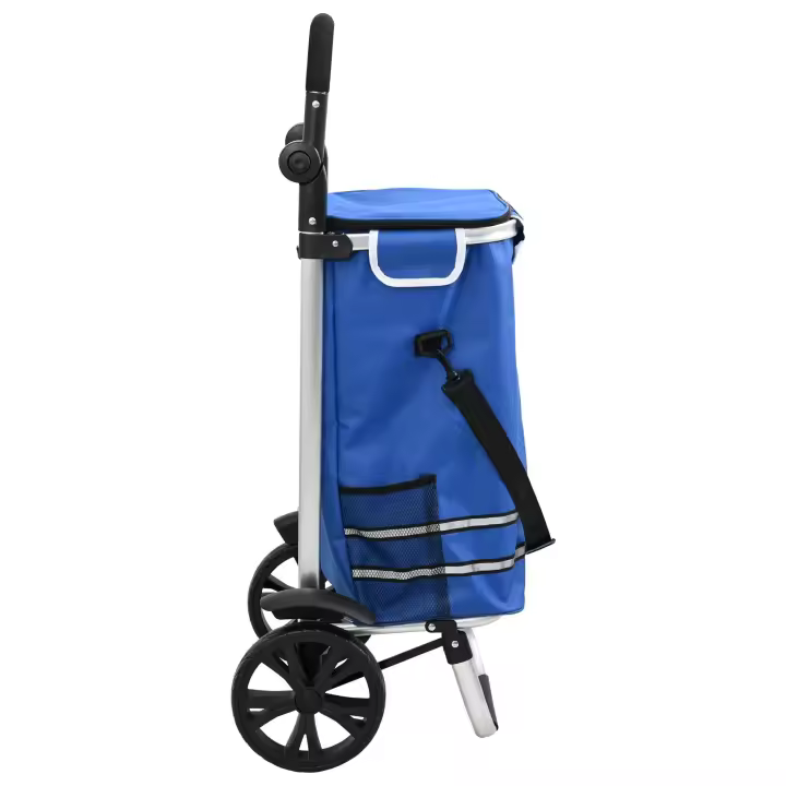 Carro de Compras vidaXL con Ruedas y Mango Ajustable Azul 40 L - 1
