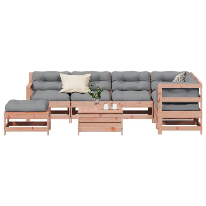vidaXL Juego de muebles jardín 8 pzas y cojines madera abeto Douglas - 1