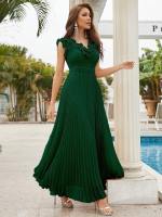 Vestido De Novia De Talla Fina Unithorse Con Volantes Y Pliegues En Chiffón Estilo Elegante Con Hombros Descubiertos Y Cuello En V - details 3