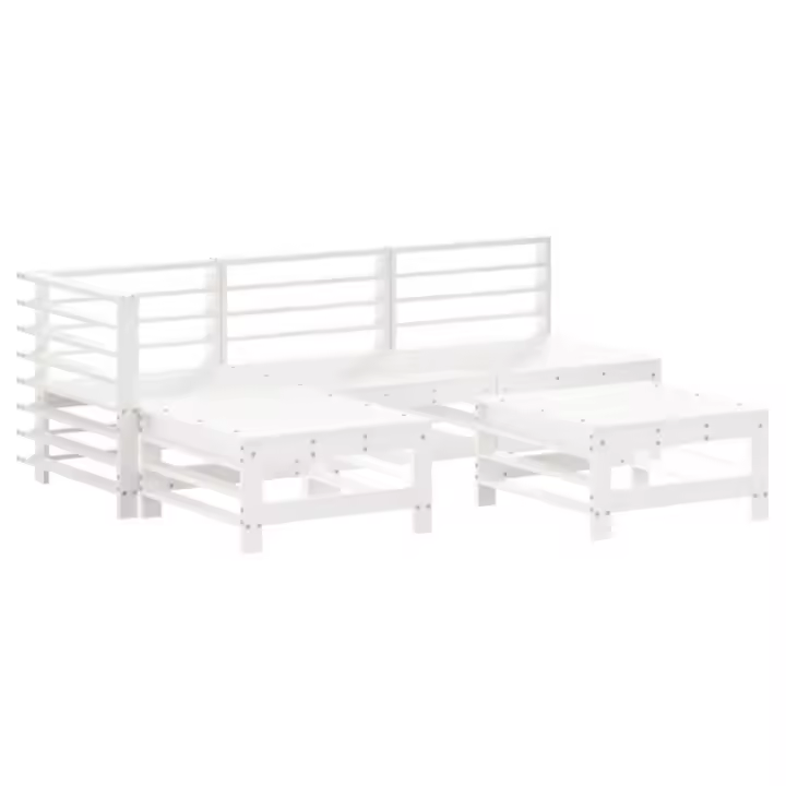 vidaXL Juego de sofás de jardín 5 piezas madera maciza de pino blanco - 1