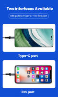 Cable De Carga Rápida 2 En 1 USB Tipo C/Lightning 66W PD Para Xiaomi Samsung Huawei Oneplus Cable De Datos 60cm Con Encendedor - details 2