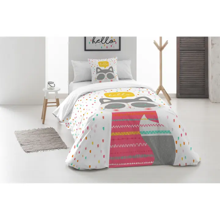 BOHEME - Funda Nórdica Infantil 100% Algodón Mapache 140X200 | Suavidad y Diseño - 1