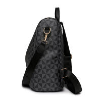 Mochila De Piel De PU Vintage Para Mujer Con Patrón De Diamantes Gran Capacidad Antirrobo Multiusos Para Salidas - details 8