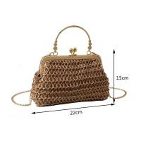 Bolso De Noche Elegante Para Mujer Con Cadena Dorada Bolso De Mano Tejido Manual Para Fiesta Banquete Clutch De Hombro Cruzado - details 10