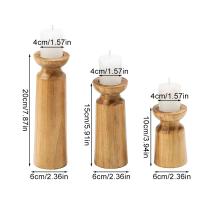 3PCS Soportes De Vela De Madera Natural Retro Para Boda Y Fiesta Decoración De Mesa Del Hogar Estilo Clásico Hechos a Mano - details 0