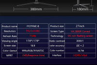 Monitor Gaming Curvo FYHXele 24 pulgadas, 1080P FHD 1920*1080, pantalla VA 16:9, 75Hz, panel MVA curvo 2800R, 2ms, 99% sRGB, inclinación ajustable, 1*HDMI 1*VGA, FY24FMC, For RPG RAC RTS MOBA Gaming, Office Working - details 4